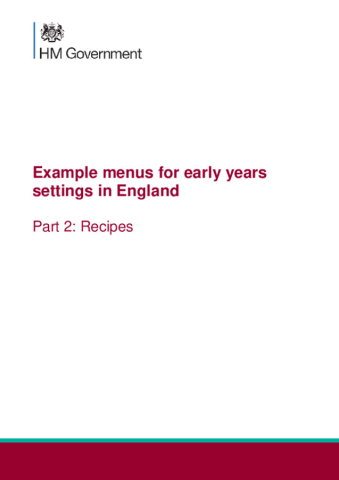 Early years menus part 2 recipes