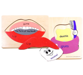 Wooden Mouth and Tooth Puzzle Set